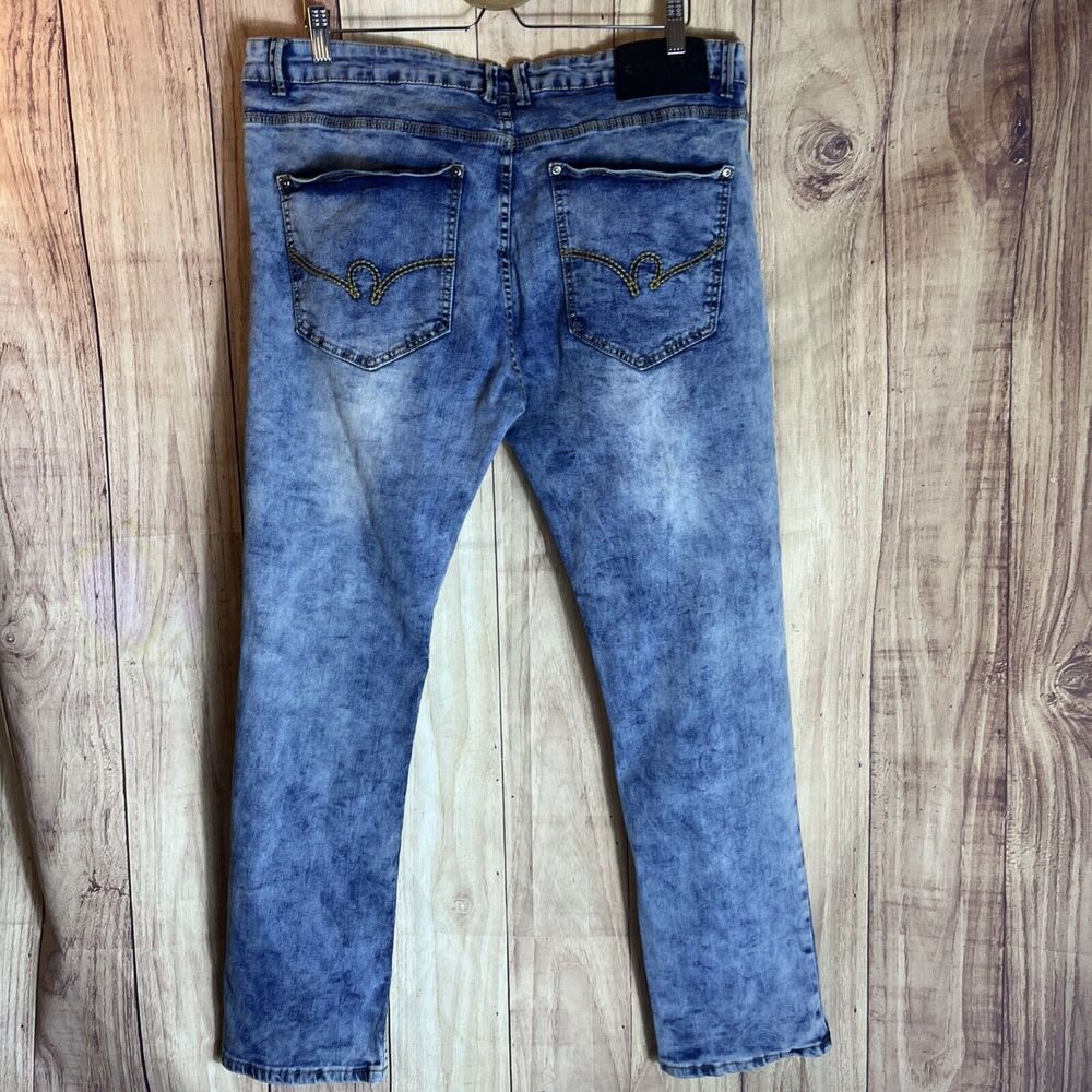 Rocawear 38 X32 Waist Skinny Jeans Modern Slim Stretch Flex Denim Acid Wash Cool - Picture 5 of 8